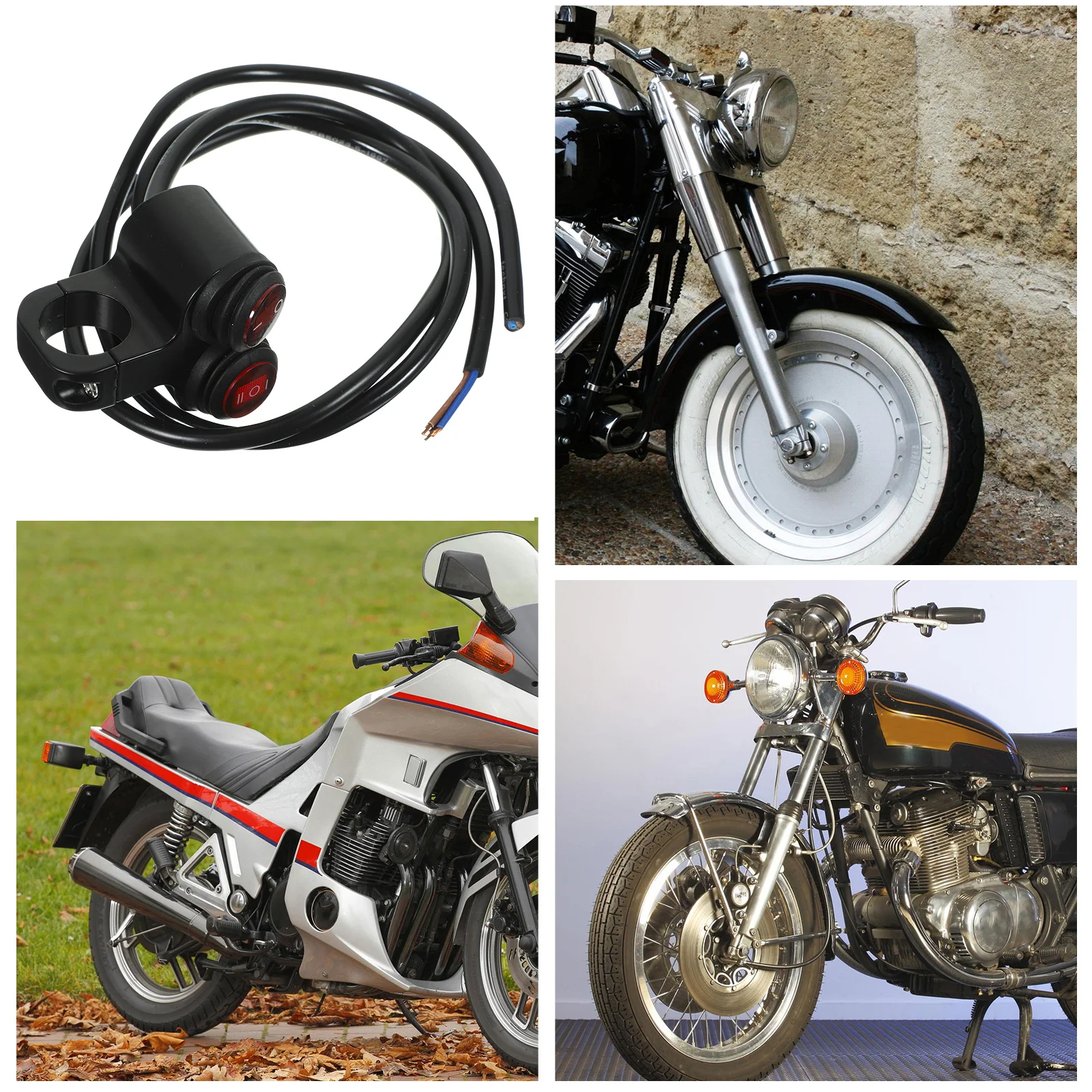 

Illuminated Motorcycle Handlebar Push Button Switch 12V 55Cm Connect Line Waterproof Dual Wire Motorbike Headlight Toggle