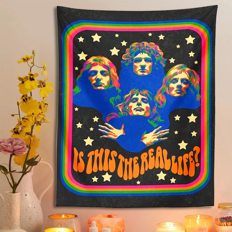 70s 60s Retro Tapestry disco modern Poster Is this the real life Psychedelic Hippie starry Vintage background Wall Home Decor