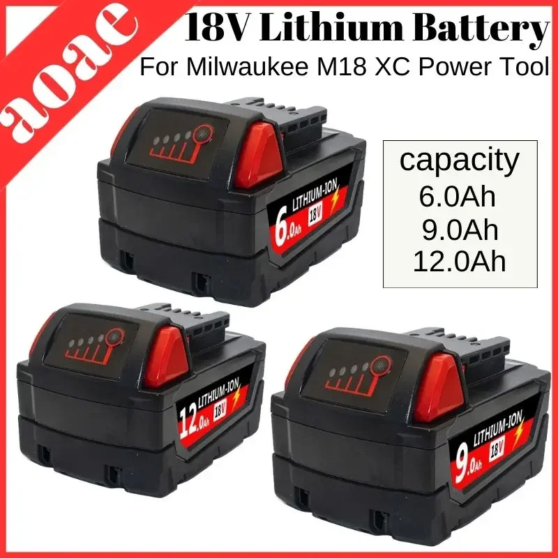 

12Ah For Milwaukee 48-11-1852 M18 LITHIUM XC Extended Capacity Battery for Milwaukee 48-11-1850 48-11-1840 Cordless Power Tools