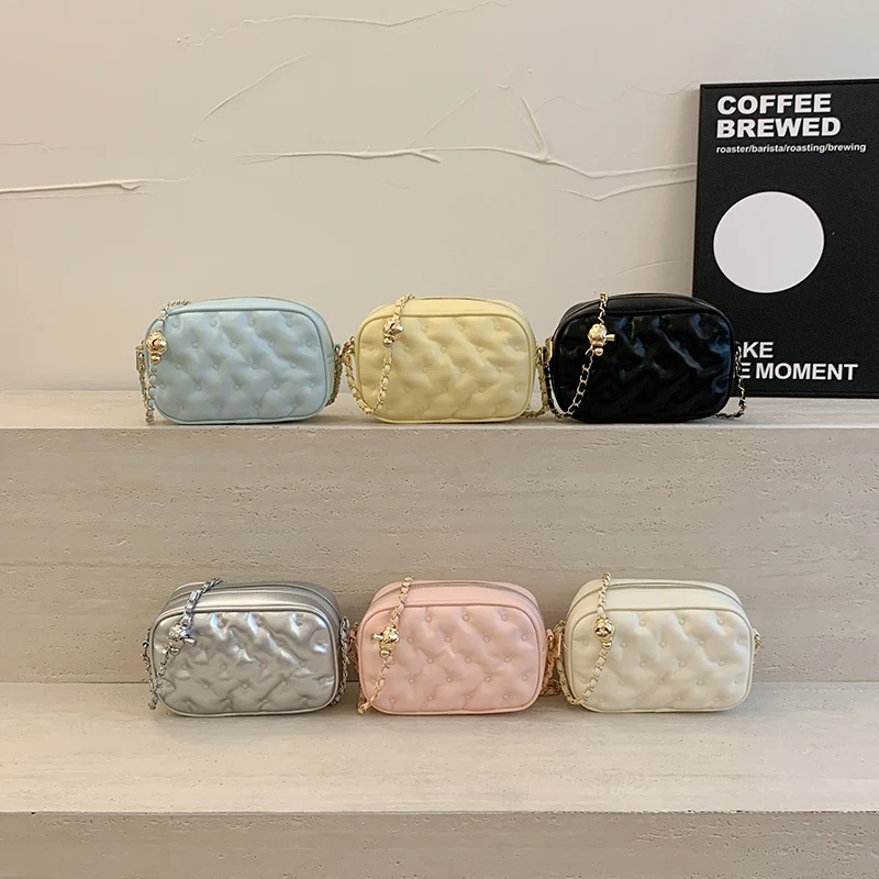 

Korean Fashion Cute Small Square Mobile Phone Sling Bags Premium Pu Leather Girls Chain Crossbody Bag Female Messenger Purse