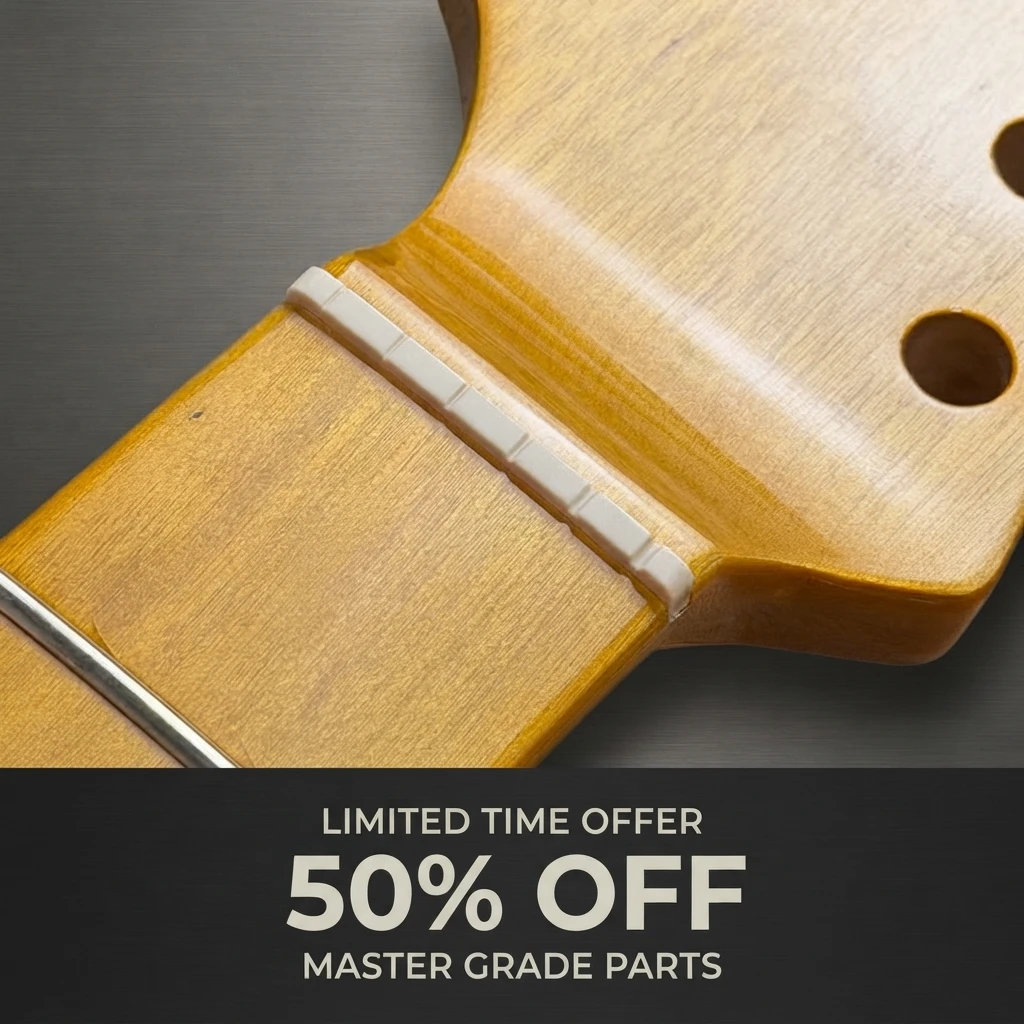 Gloss Yellowish Finish Left-Handed Replacement Neck for ST Guitar Maple Board 21 Frets Guitar Components