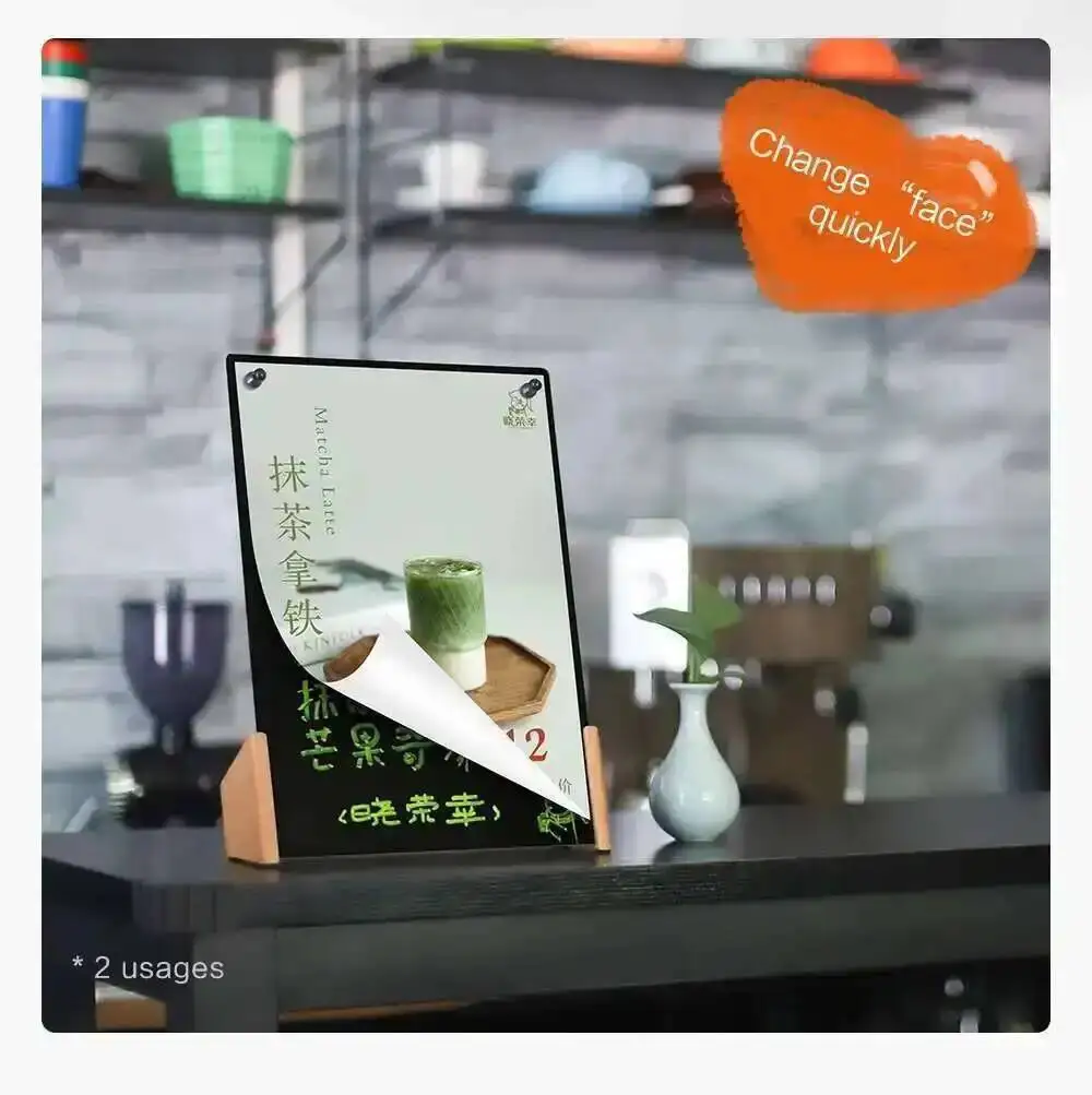 1PCS Handwritten Magnetic Black Board A4 with a Free Pen Sign Holder for Bar Restaurant Display