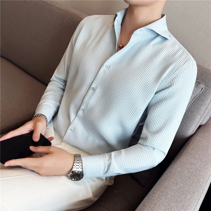 Brand Clothing Men Spring High Quality Business Long Sleeve Shirts/Male Slim Fit Fashion Casual Dress Shirts Plus Size 3XL