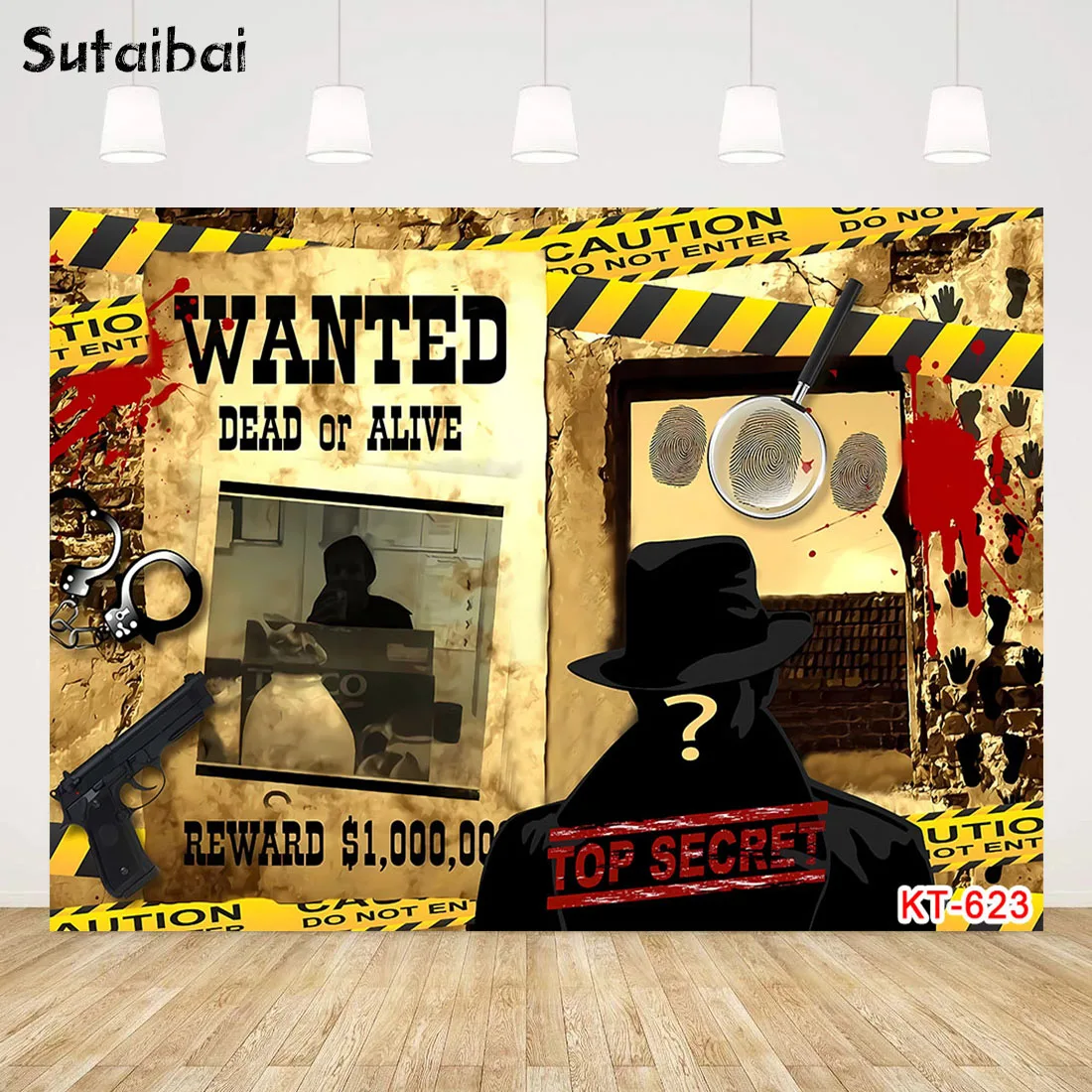 

Top Secret Agent Spy Backdrop Detective Police Mystery Suspect Investigation Background Secret Mission Baby Shower Birthday Prop