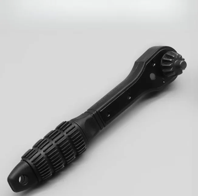 Black Two-in-One Ratchet Drill Chuck Key Wrench Dual-Use 12.8mm/17.2mm Tool Ratchet Wrench for Home Improvement