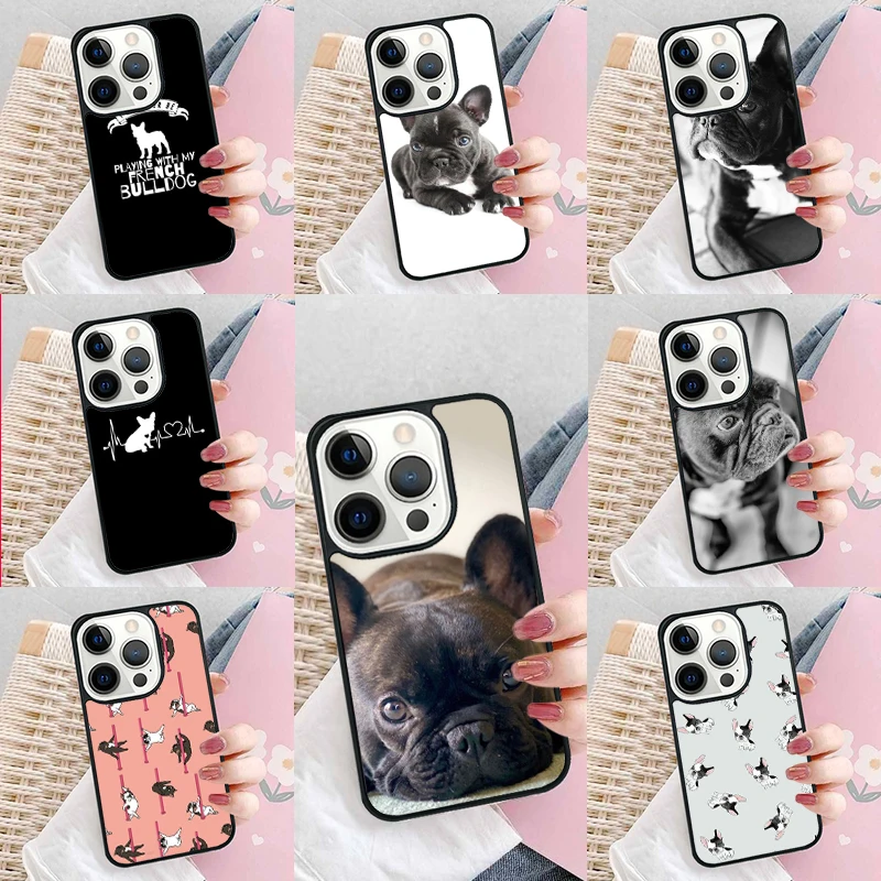 French Bulldog Puppy Dog Soft Phone Case Cover for iPhone 16 Promax 15 Pro 13 14 Plus 11 12 Mini XR XS MAX Coque