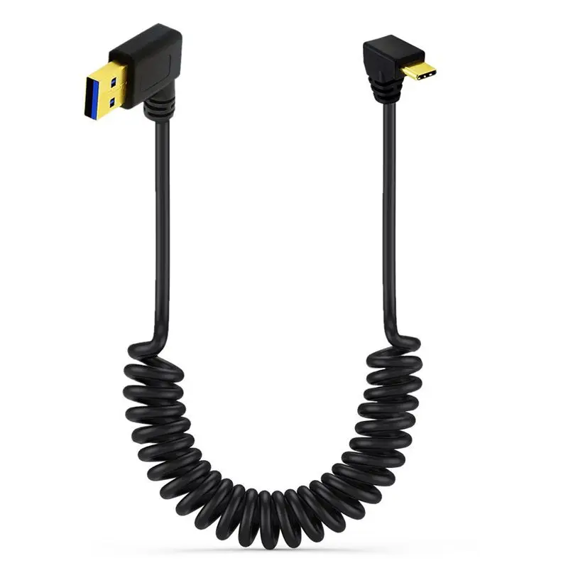 Gold Plated Spring Extension Cable USB 3.0AM To Type-C Computer, Laptop, Phone Data Charging Connection Cable