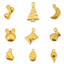 3pcs Stainless Steel Christmas Candy Xmas Tree Gingerbread Bear Charms Pendant for DIY Earrings Necklace Bracelet Jewelry Making