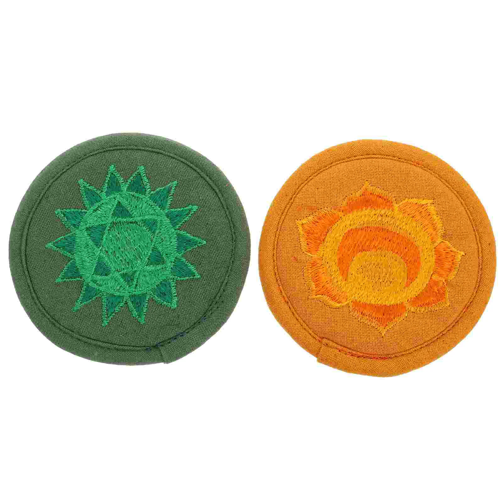 

2 Pcs Cup Coasters Singing Bowl Cushion Religious Rounded Mat Props Delicate Sound Pad Small
