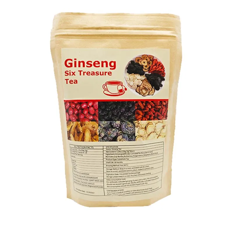 30 bolsas de té de Ginseng Six Treasures: medicina herbaria tradicional china, ingredientes naturales, salud nutritiva de los riñones