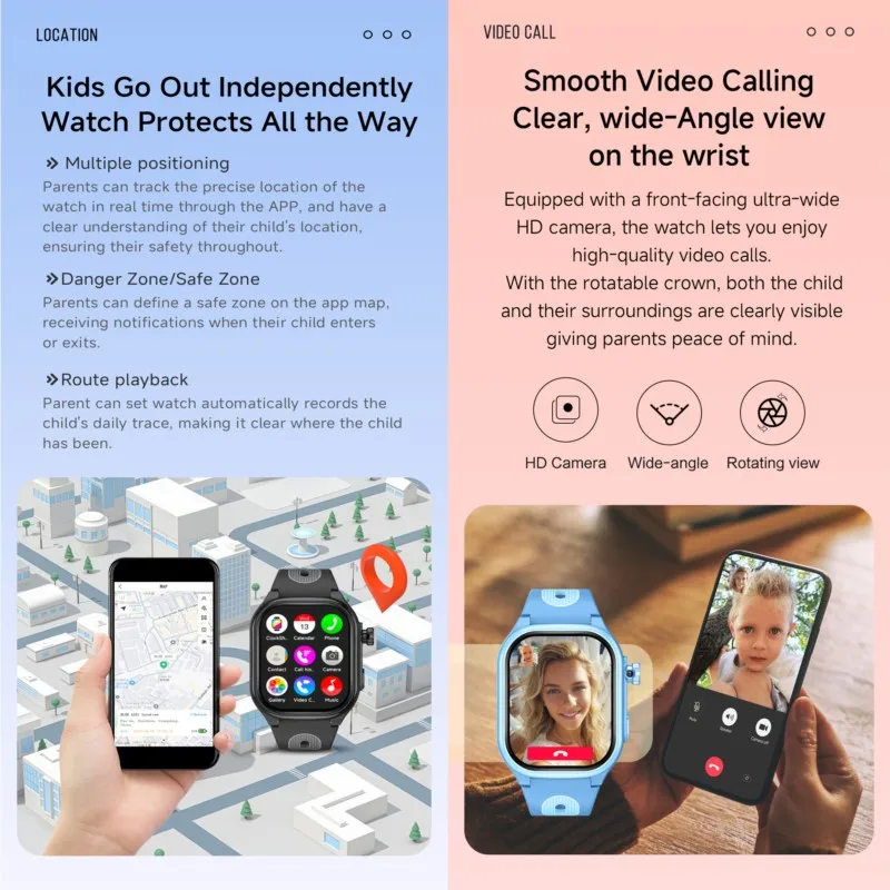 4G Smart Watch Kids 2.0 Inch HD Screen 2+16GB APP Download GPS WiFi Locator Video Call Camera Waterproof Child Monitor Watch view 5