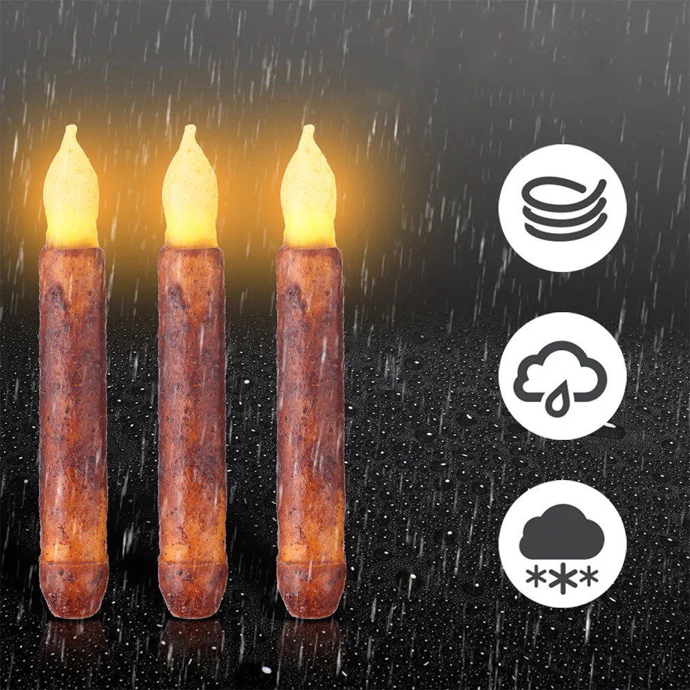 Беспламенные Свечи, восковая стойка, конусная свеча, работающая от батарейки, мерцающие беспламенные Свечи, декор для Хэллоуина, безпламенные фотосвечи