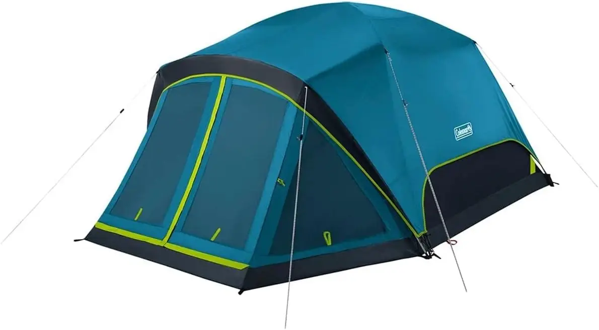 Coleman Skydome Camping Tent with Dark Room Technology and Screened Porch, Weatherproof 4/6 Person Tent Blocks 90% of Sunlight,