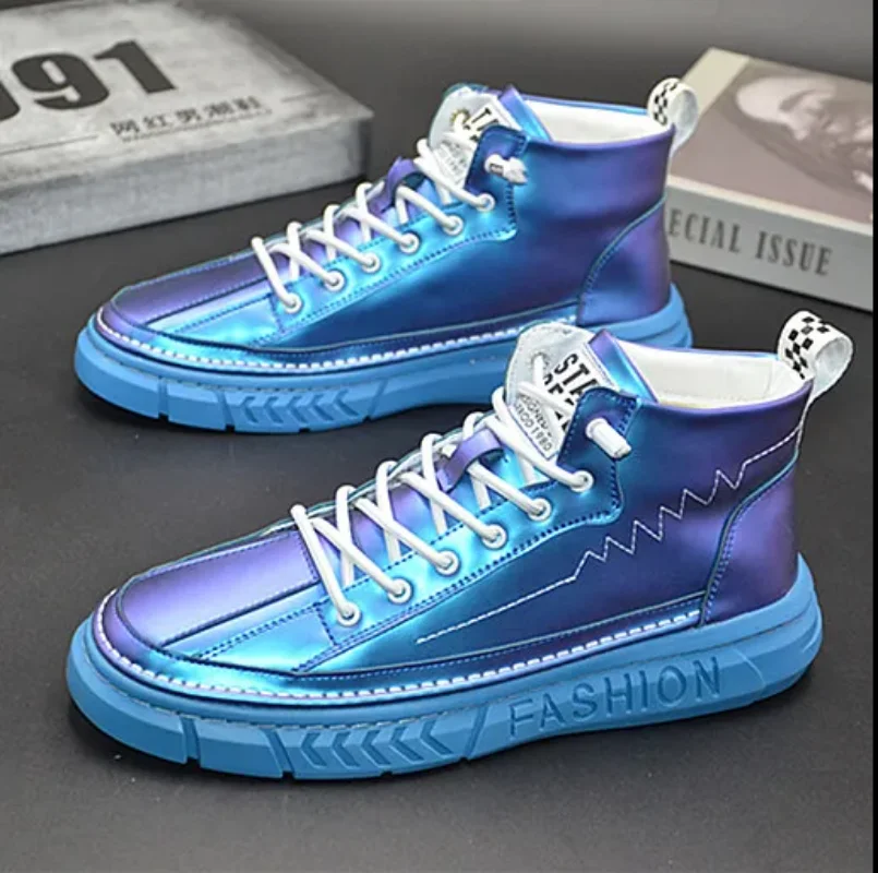 Men High Top Sneakers Male Ankle Boots Luxury Glitter Shoes Streetwear Hip Hop Casual Boots Chaussures Homme Skateboard shoes