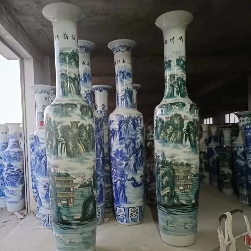 2m Tall Chinese Hand Painted Porcelain Large Decorative Floor Ceramic Vase