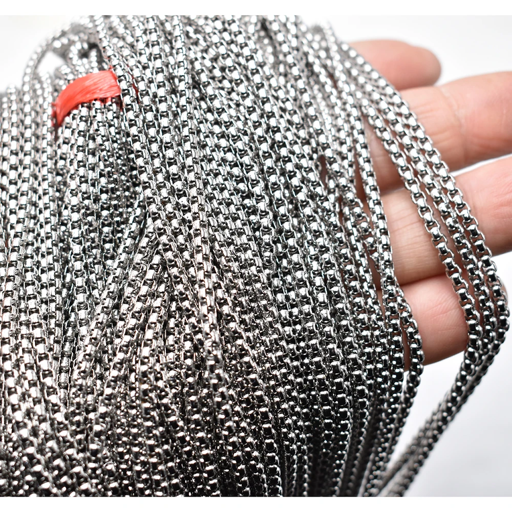 

Wholesale 2mm 60cm 50pcs/lot Stainless Steel Square Rolo Box Necklaces DIY Jewelry Chains Suit Bulk Sale Accessories