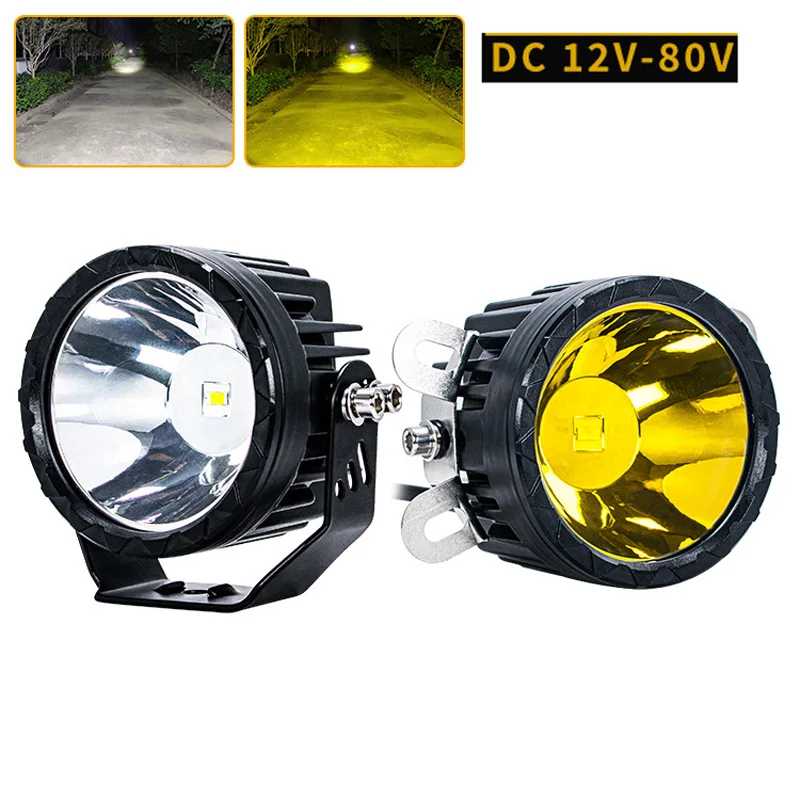 1/2Pcs 12-80V 23W Universal Motorcycle LED Fog Light Spotlight External Headlight Auxiliary Lights Driving Fog Lamp Off-road