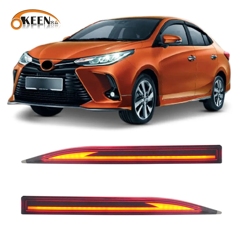 

2Pcs For Toyota Yaris Vios Ativ 2022 2023 Rear Bumper Reflector Lights Turn Signal Brake Lamp Car Accessories DRL Tusk Shape Kit