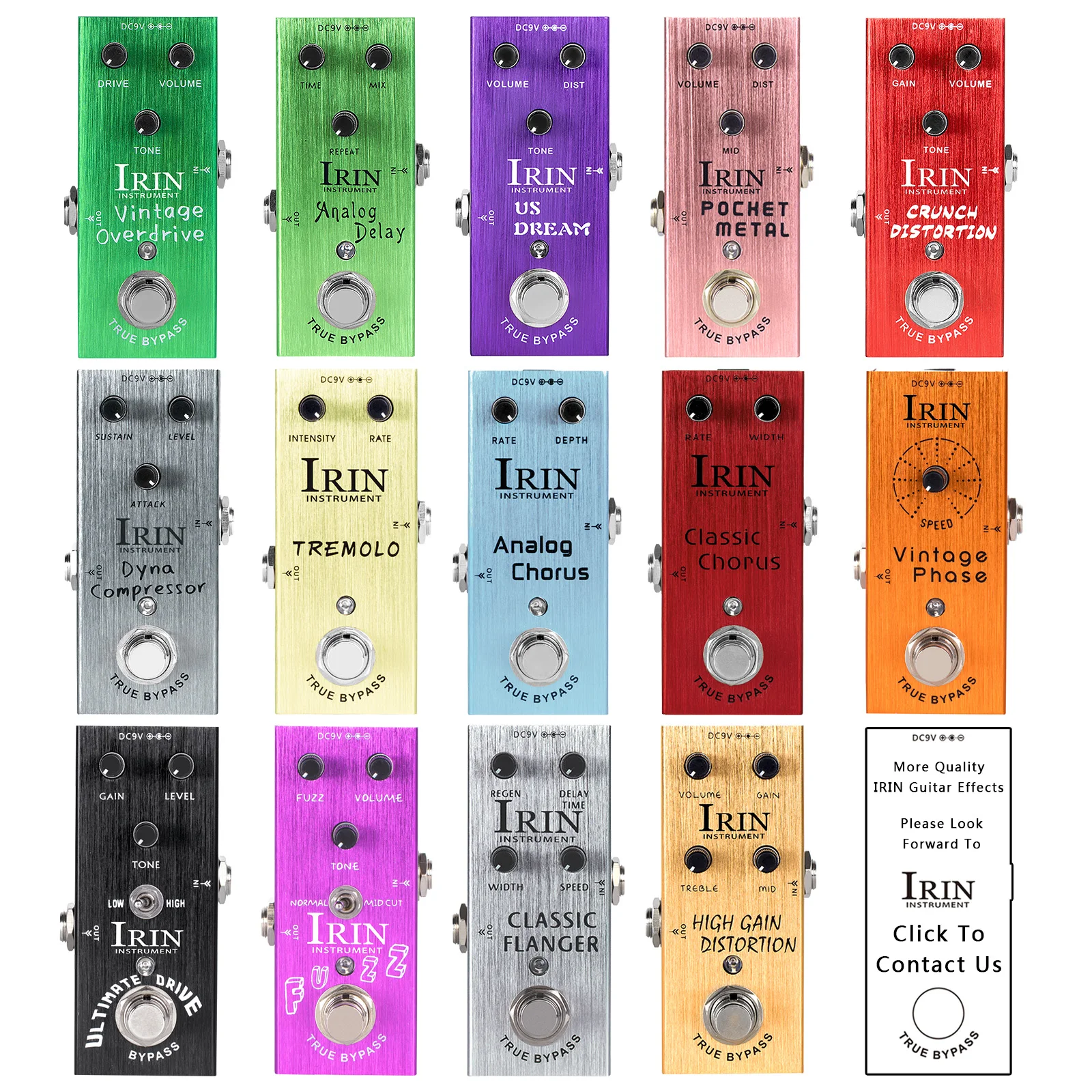 

IRIN Electric Guitar Effect Pedal Vintage Overdrive/Analog Delay/Classic Chorus/Analog Chorus/High Gain Distortion/Tremolo/Fuzz