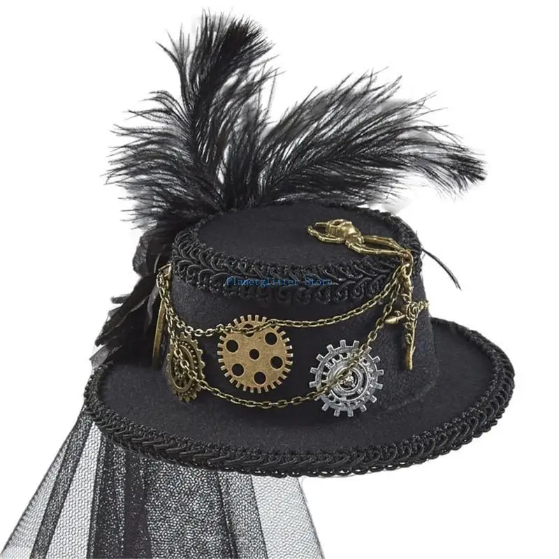 652B Steampunk tijdreiziger hoed Steampunk hoge hoed Steampunk hoeden voor dames met sluier