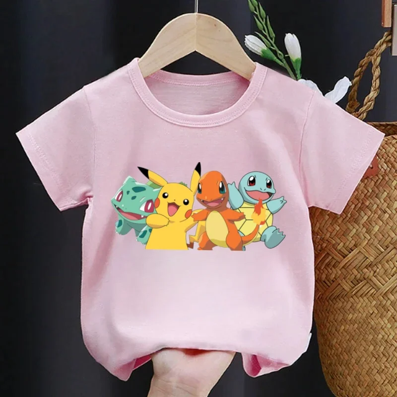 Anime Pokémon Cute T-shirt Anime Game Cartoon Cotton Streetwear Short Sleeve Casual Loose Short Sleeve Clothes Tops