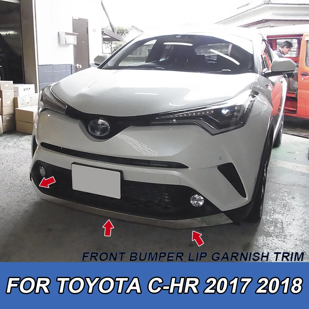 3 szt. Listwy ozdobne ze stali nierdzewnej na przedni zderzak, dolne, do Toyota C-HR ZYX10/NGX50 2017, akcesoria samochodowe, naklejki