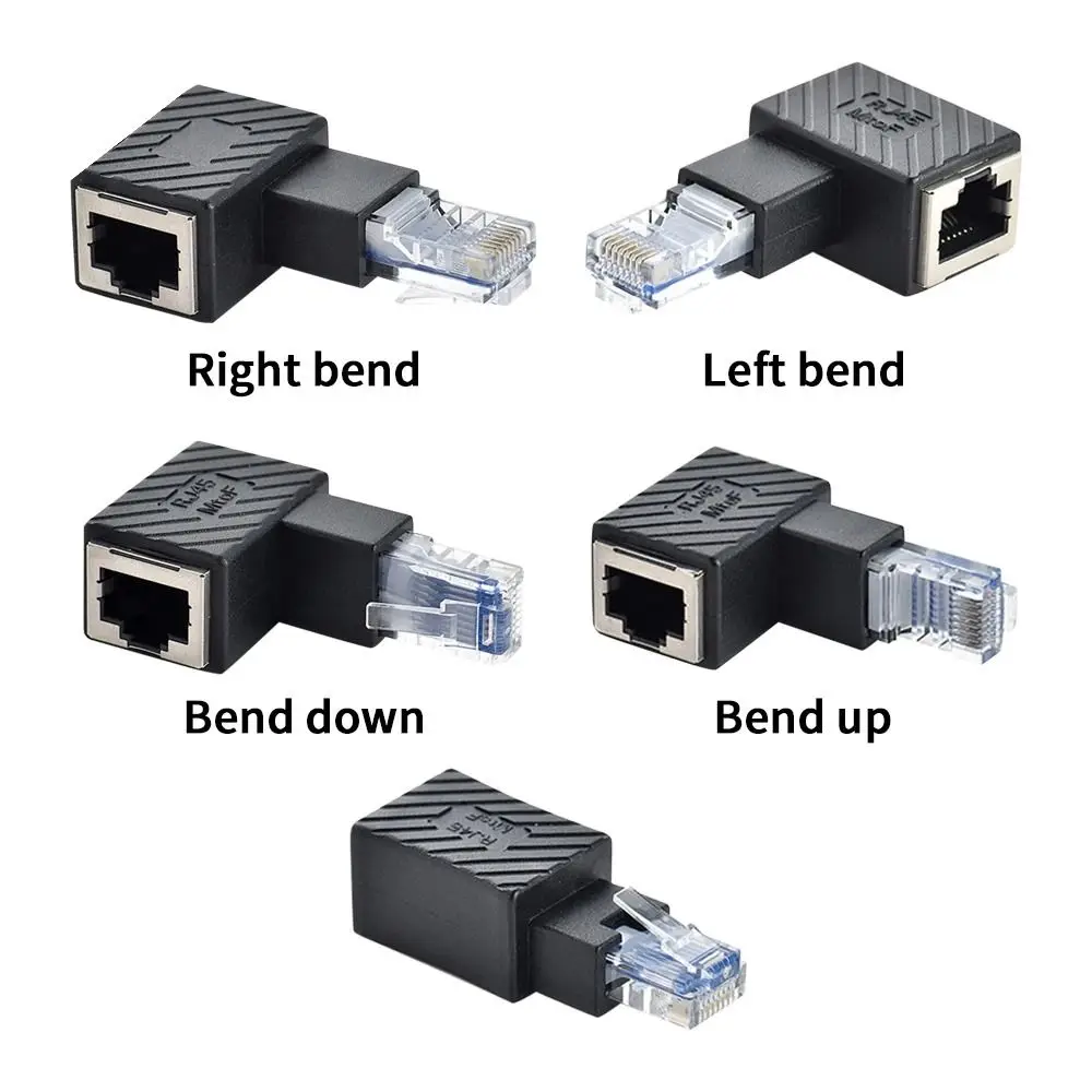 

ABS Network Cable Connector 90 Degree Durable Ethernet Cord Extender Male To Female for Cat5 Cat6 LAN Ethernet Network Cable