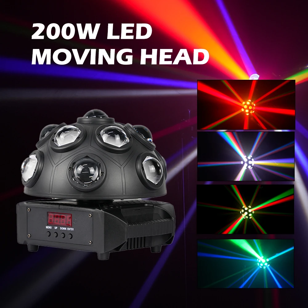 

200W Magic Ball Disco Light RGBW DMX512 Rotating Mini LED Beam Party DJ Stage Lighting for Wedding Bar Nightclub
