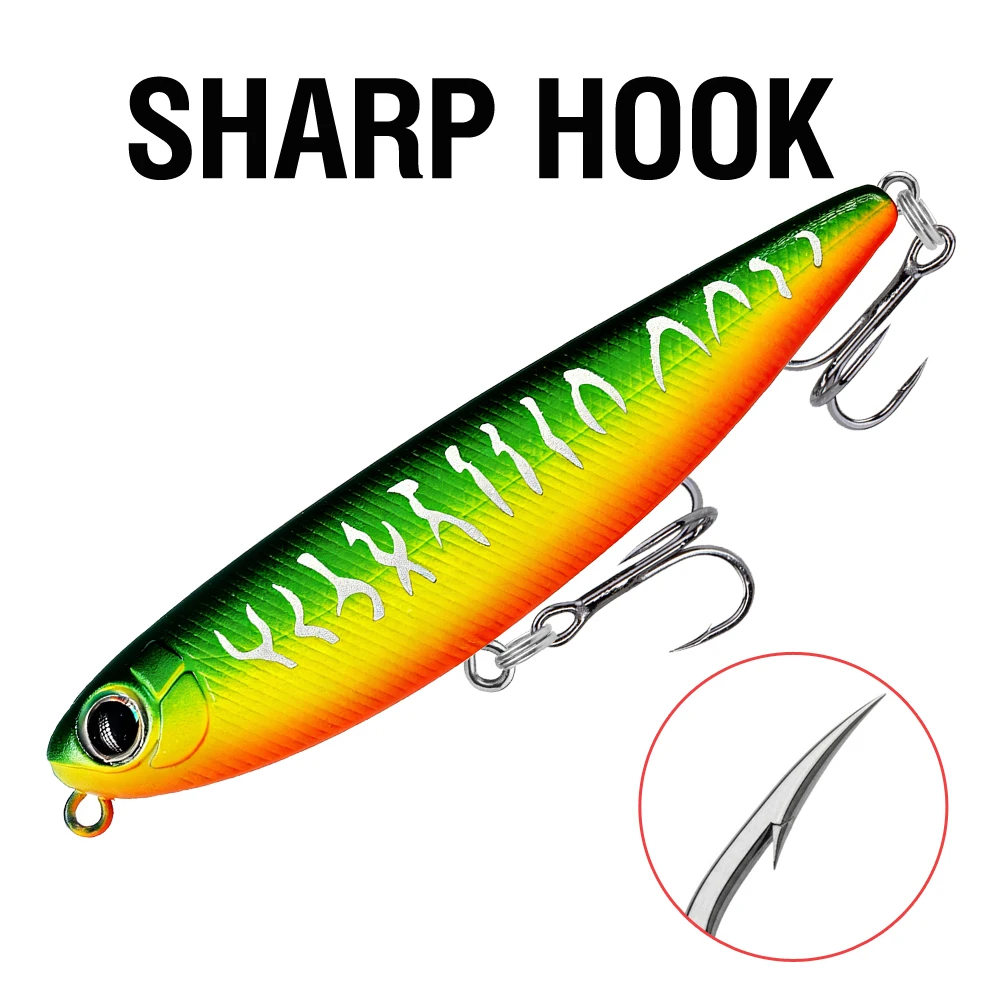 5Pcs Top Wasser Bleistift Angeln Locken 5/6,6/9,1 cm Schwimmende Swimbait Wobbler Künstliche Harten Köder Mit 2 Drillinge Für Bass – Detail 4