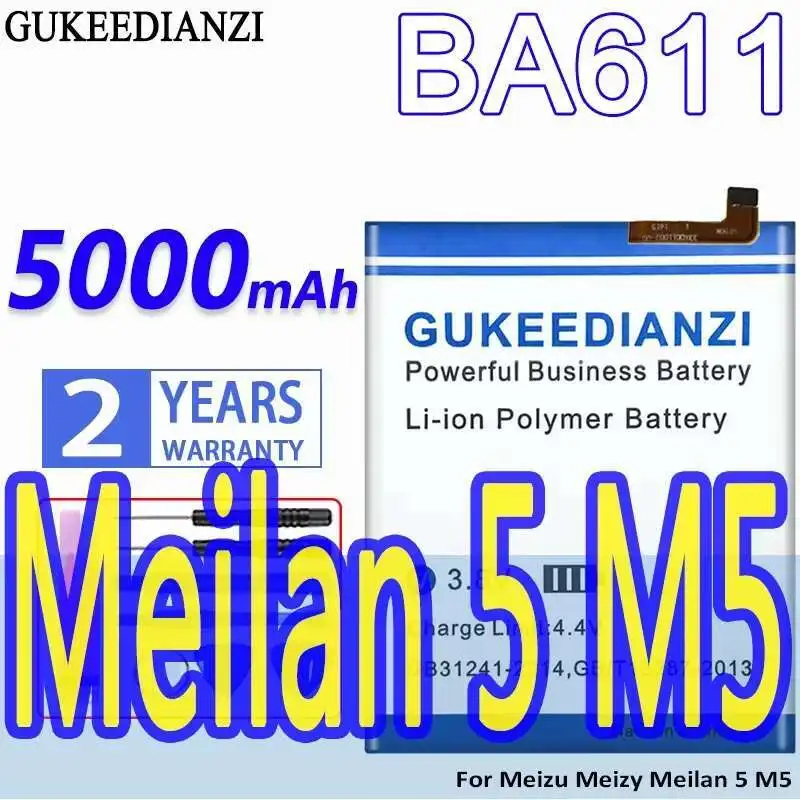 

Premium Replacement For Meizu M5 M611H M611Q M611M BA611 Mobile Phone Battery 5000Mah