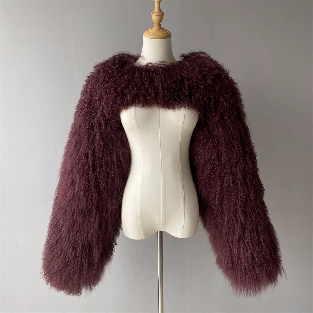 Jxwatcher femmes réel manteau de fourrure de mouton mongole nouveau Design moelleux Double manches dames automne hiver mode manteaux de fourrure chauds