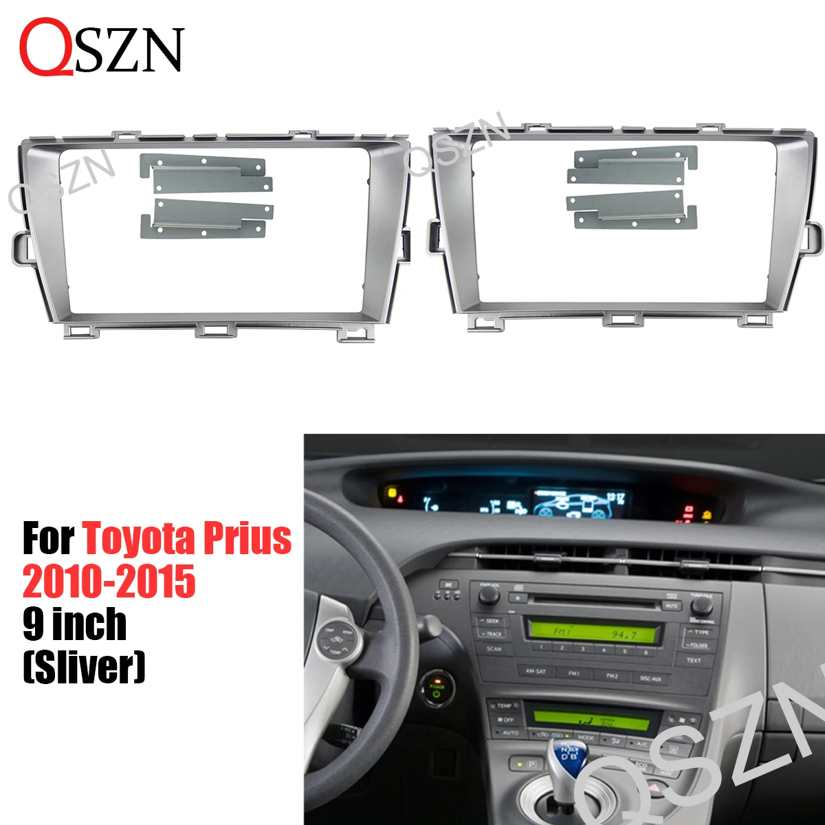 9 Inch Car Frame Fascia Adapter For Toyota Prius 2010-2015 LHD Sliver DVD Stereo Panel ABS Plastic Dash Kit Installation 2 Din