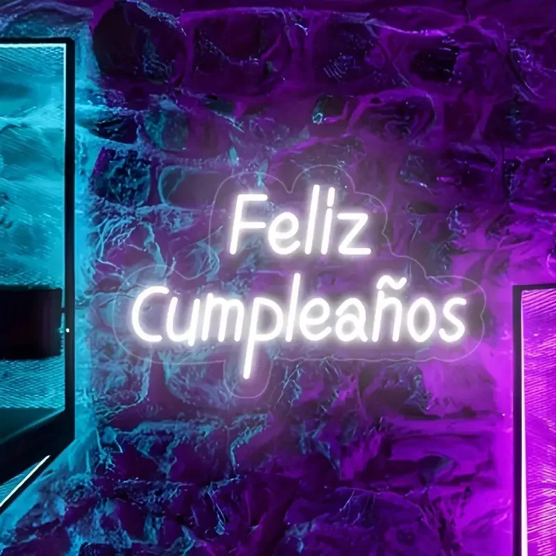 Feliz Cumpleanos Neon Sign Happy Birthday LED Light Aesthetic Neon Light Decor For Room Wall Party Bedroom Club Bar Neon Signs