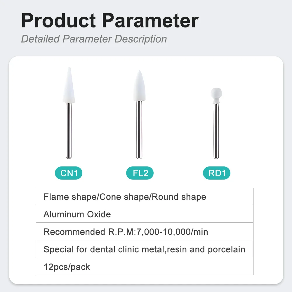 12 unidades/pacote pedra de polimento dental handpiece burs fg cone chama dentista dentes badejo ferramentas dentista