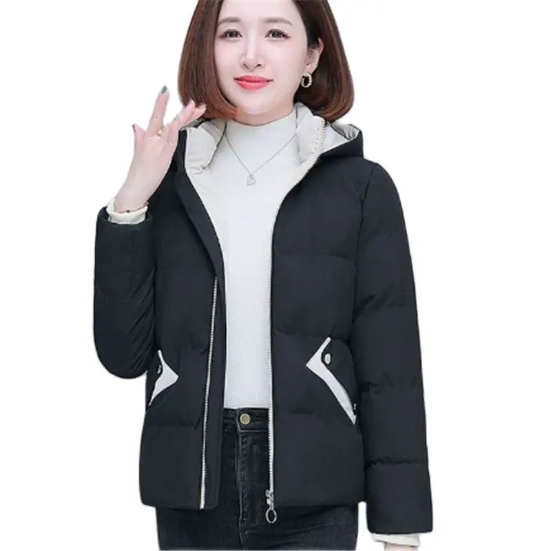 Winter Cotton Jacket Women 2023 New Loose Hooded Stand-Up Collar Coat Fashion Pocket Outerwear Thicken Parka Overcoat Female