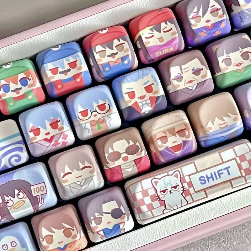 

25 дополнительных кейкапов с изображением милых персонажей с большими головами для механической клавиатуры