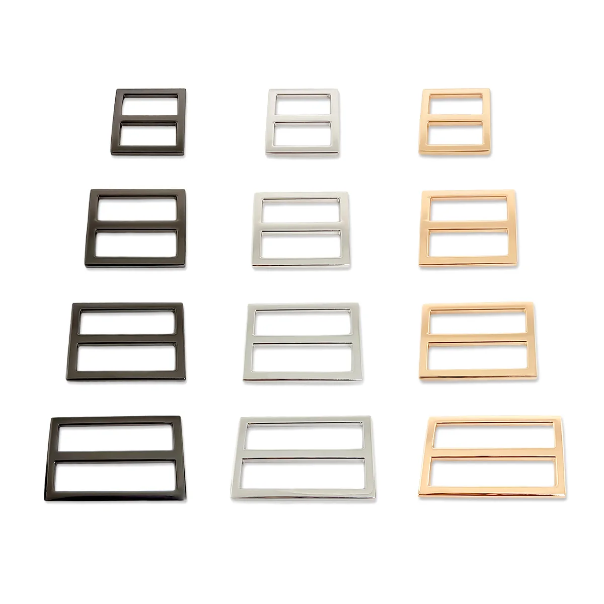 Pinless Tri-glide Buckle Alloy No Needle Rectangle Loop Hang Plated Belt Adjuster Webbing Slider High Quality Hardware for Bag