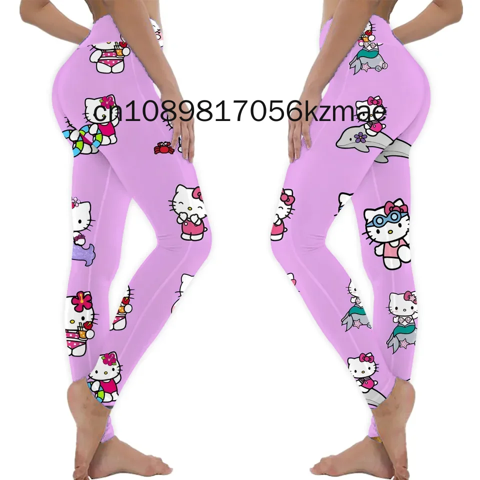 2024 New Sexy Hello Kitty Legging Prints Girls Elastic Fitness Gym Sport Workout Leggings Women Yoga Pants Dropshipping