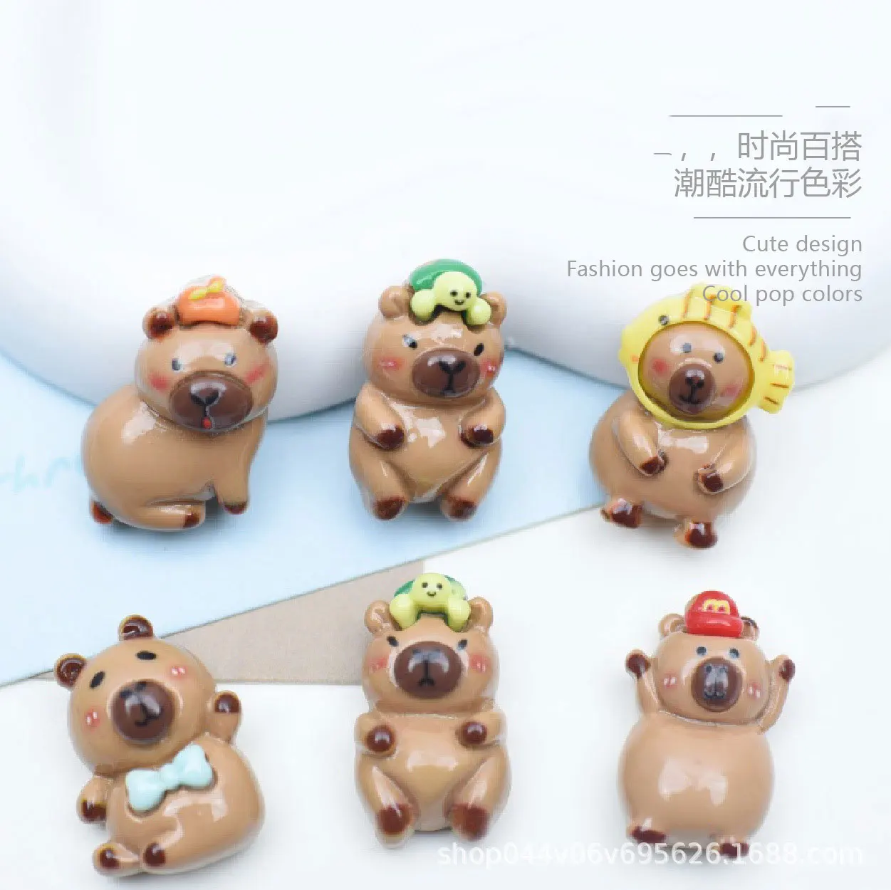 DW60 5pcs Kawaii Cartoon Capybara Charms Bright Flatback Animal Handmade Keychain Pendant DIY Jewelry Make Accessories