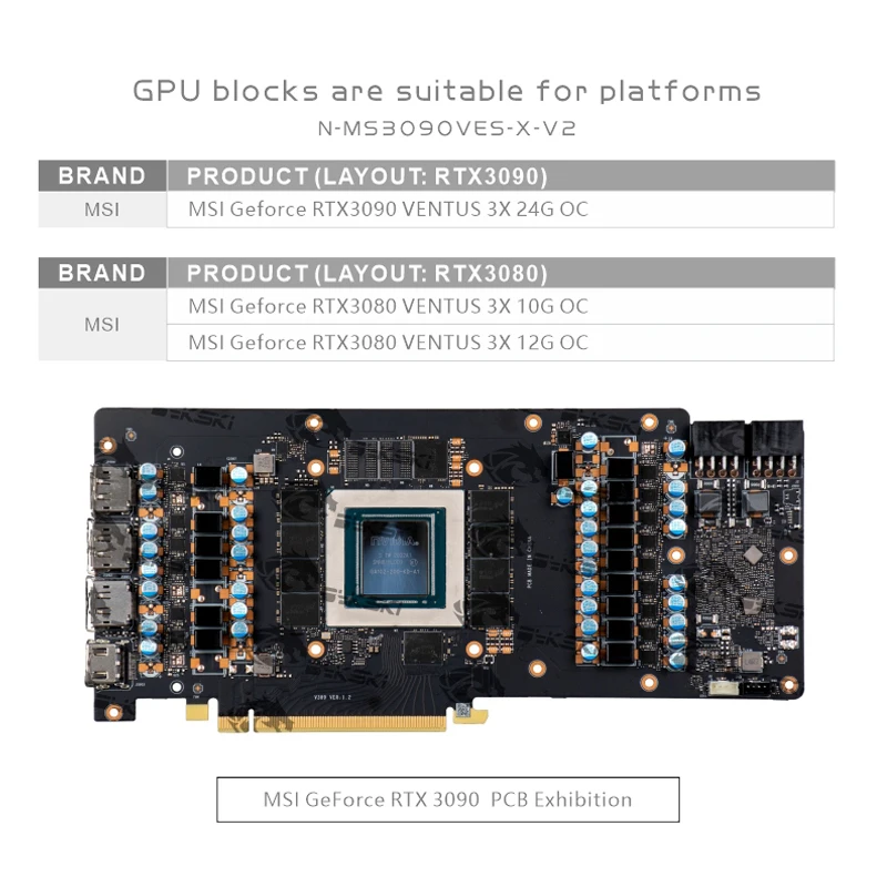 Bykski gpu bloco de resfriamento personalizado para msi rtx3090 3080 ventus oc, placa gráfica watercooler sistema refrigerador líquido gpu refrigerador de água