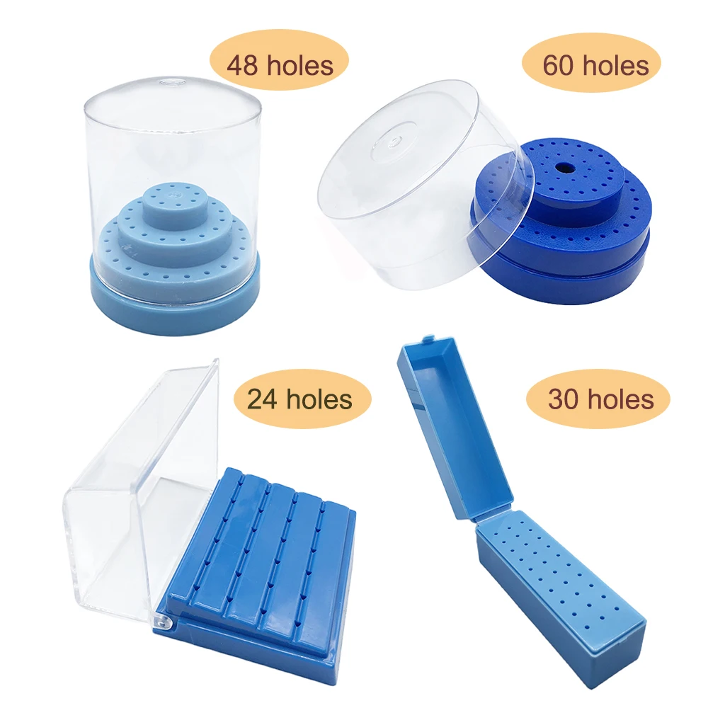 24/30/48/60 Holes Plastic Dental Bur Holder Disinfection Carbide Burs Block Drills Case Box Dentist Products Lab Equipment