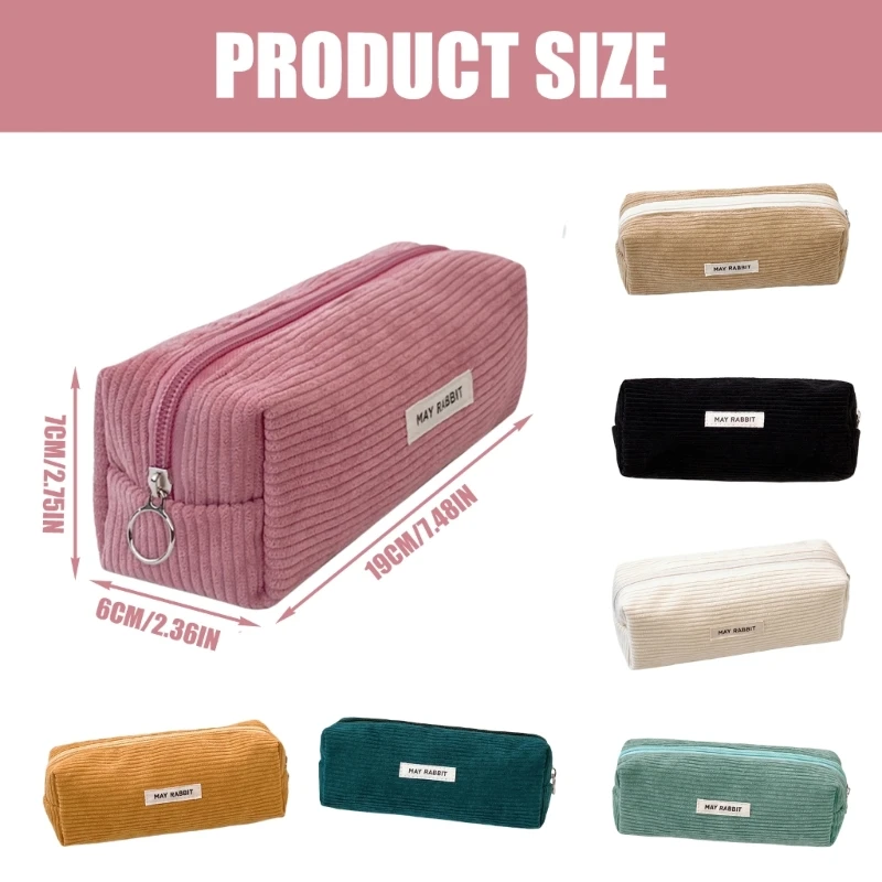 Corduroy Pencil Case Makeup Bag Large Capacity Pencil Cosmetic Bag Aesthetic Pen Bag Stationery