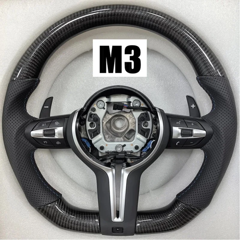 Lenkrad aus Carbonfaser-Leder, FÜR BMW F30 F32 F20 F87 F80 F82 F21 F22 M3 Modelle, mit Schaltwippen, ohne Heizung, ohne Vibration.