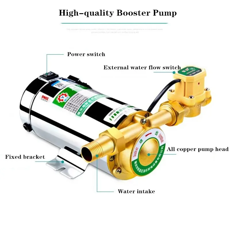 Imagem -04 - Bomba de Reforço para Água da Torneira 220v Household Mute Pipeline Aquecedor com Interruptor de Fluxo Automático Energia Solar Bomba de Água Quente e Fria