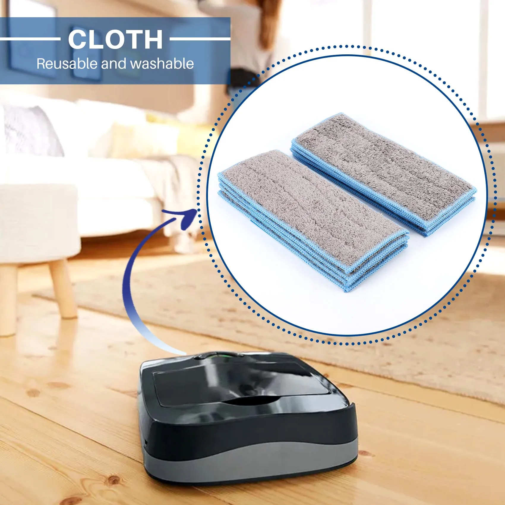 Irobot用の洗える再利用可能なパッド,フィルター付きのモップパッド,充電器m6 6110,8個