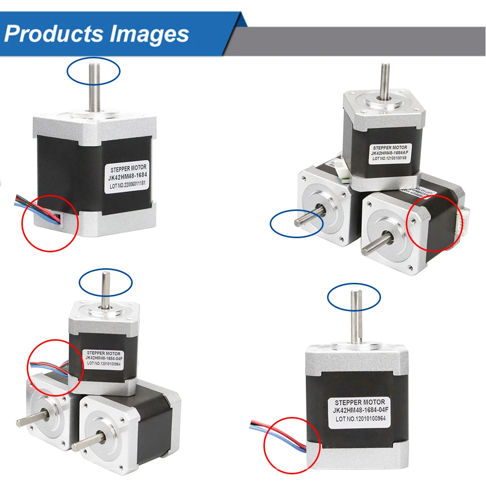 Jkongmotor 0,9 Grad Nema 17 Schrittmotor 1,68 A 48 mm 44 Ncm D-Schnitt/Rundwelle Nema17 Schrittmotor für DIY 3D-Drucker CNC-Roboter – Detail 4