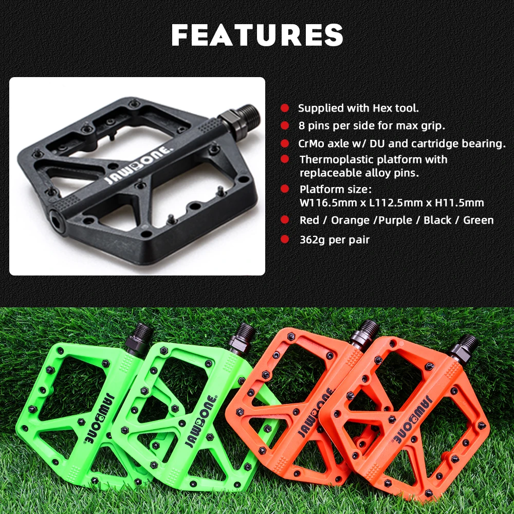 Jawbone Mountain Bike Pedals Flat MTB Pedals Nylon Fiber Bicycle Platform Pedals for Road Mountain BMX MTB Bikes Bicycle parts