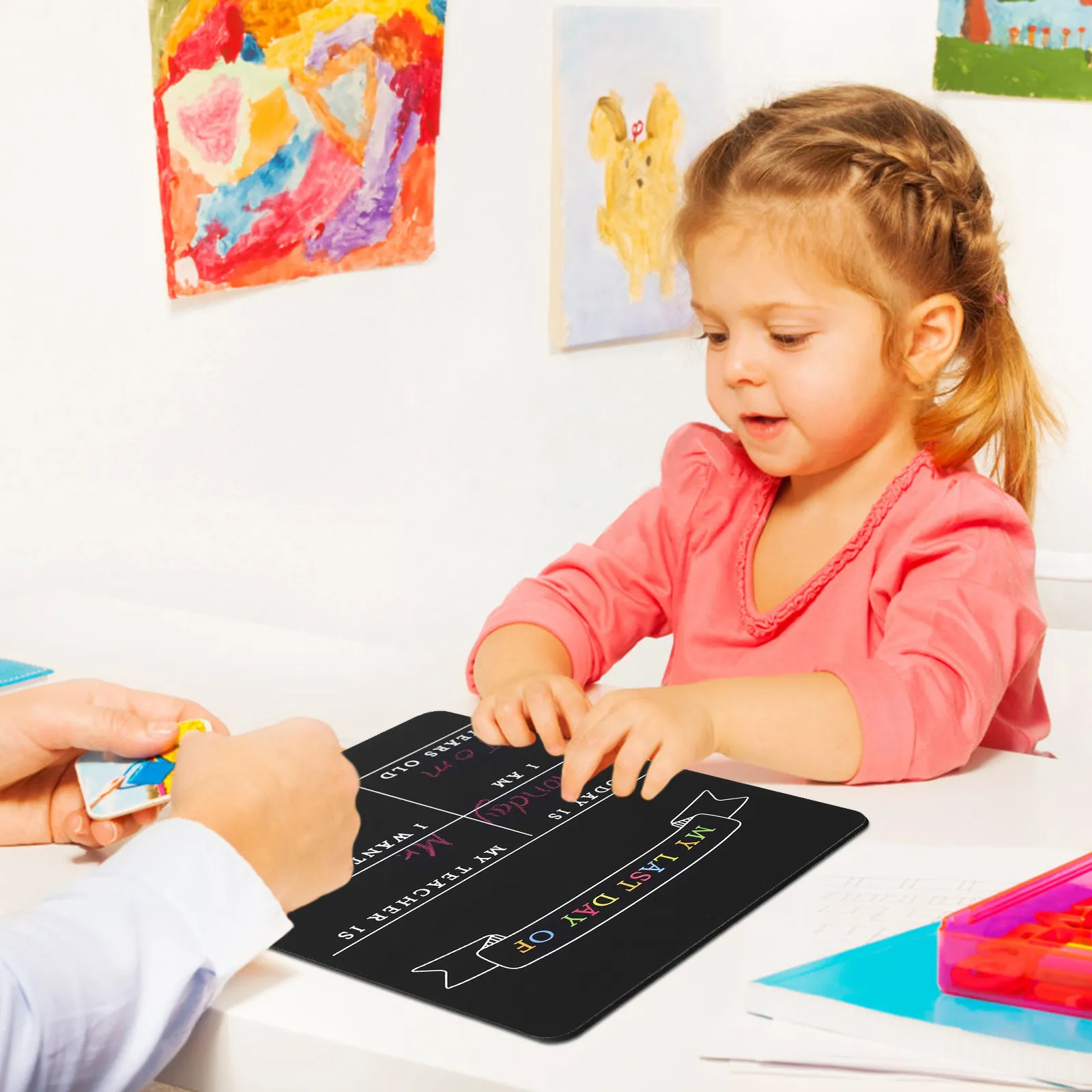 2Pcs Double Sided School Chalkboard Sign Back to School Decor First Day of Kindergarten Preschool Reusable Waterproof Wood