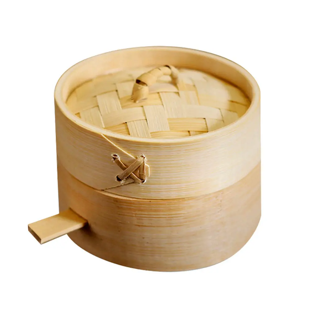2Pcs Bamboo Steamer Round Steaming Basket for Dumplings Buns Dim Sum Fast Steam Circulation Dense Flat Bottom Easy Clean