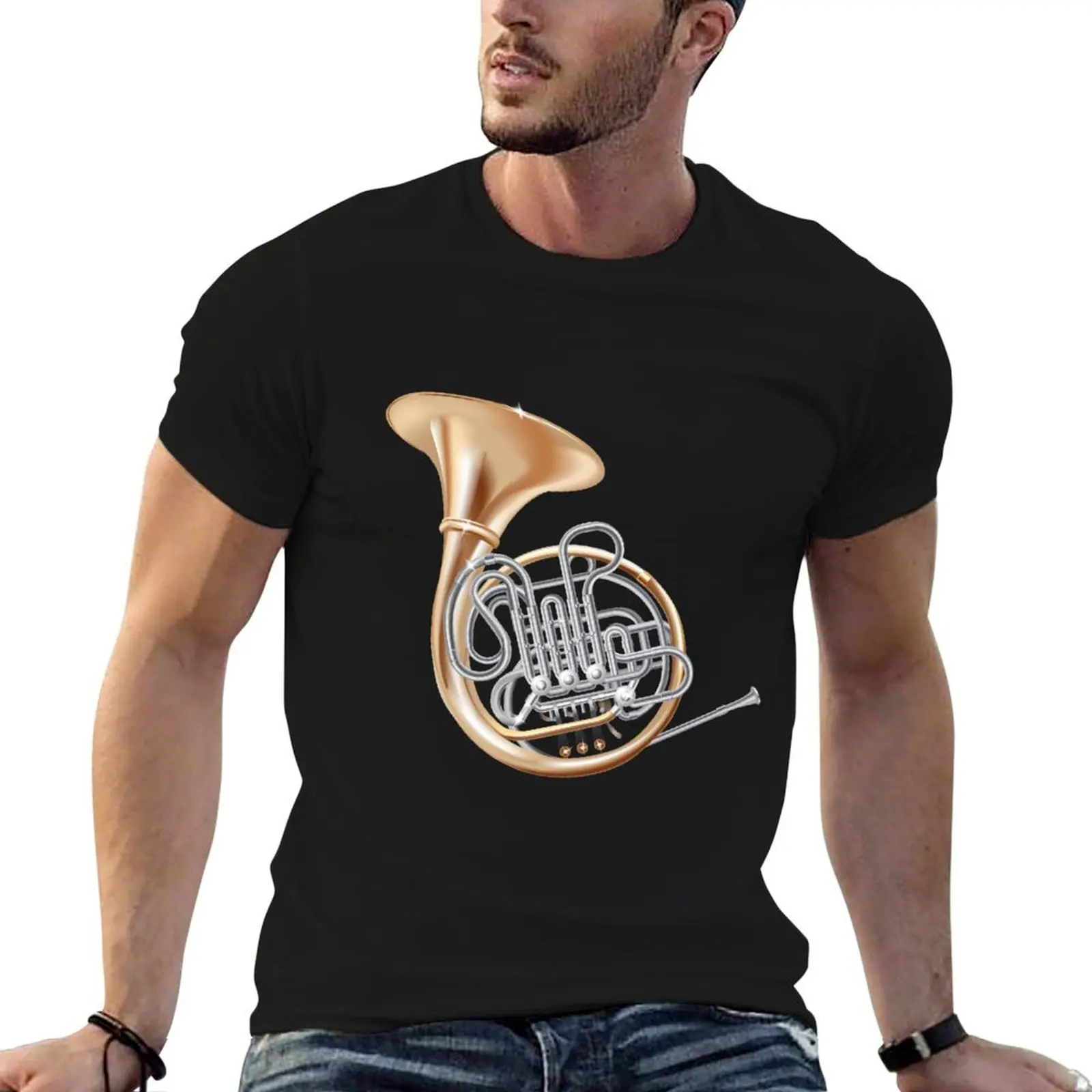 

French Horn T-Shirt t shirt for man man t shirt luxury t shirts for man cotton funny T-shirt